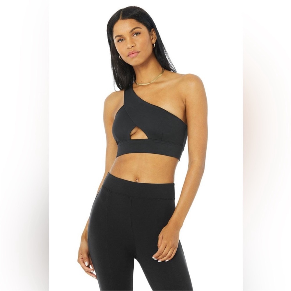 ALO YOGA Diagonal Flex Bra Black SZ M - Picture 2 of 11